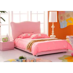 Кровать односпальная 90х200 Pink Leather Kitty розовая