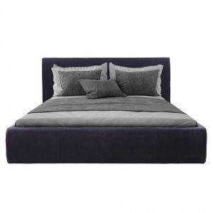 Double bed with upholstered backrest 180x200 cm black Amy Bed P