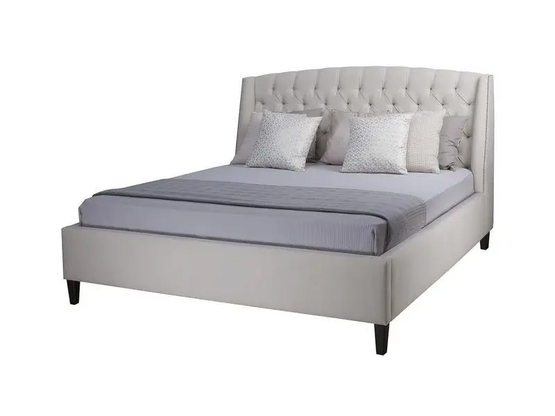 Кровать двуспальная с мягким изголовьем 160х200 см бежевая Diaz