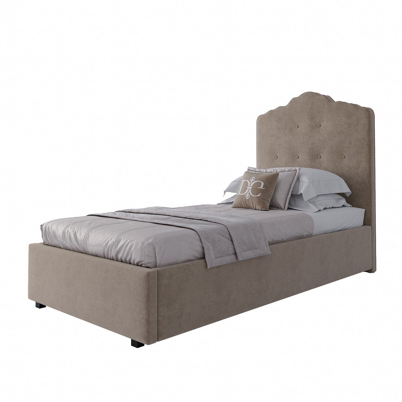 Single bed with upholstered headboard 90x200 cm beige Palace