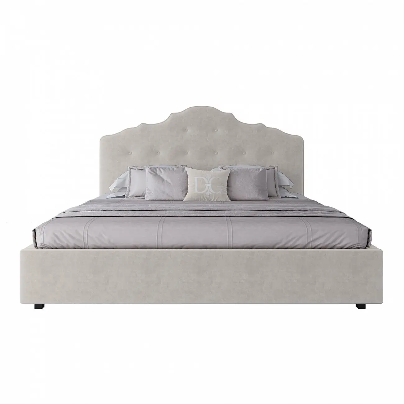 Euro bed with upholstered headboard 200x200 cm milk Palace