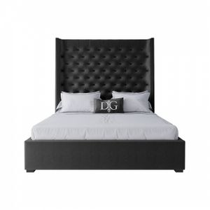 Кровать двуспальная с мягким изголовьем 160х200 см черная Jackie King