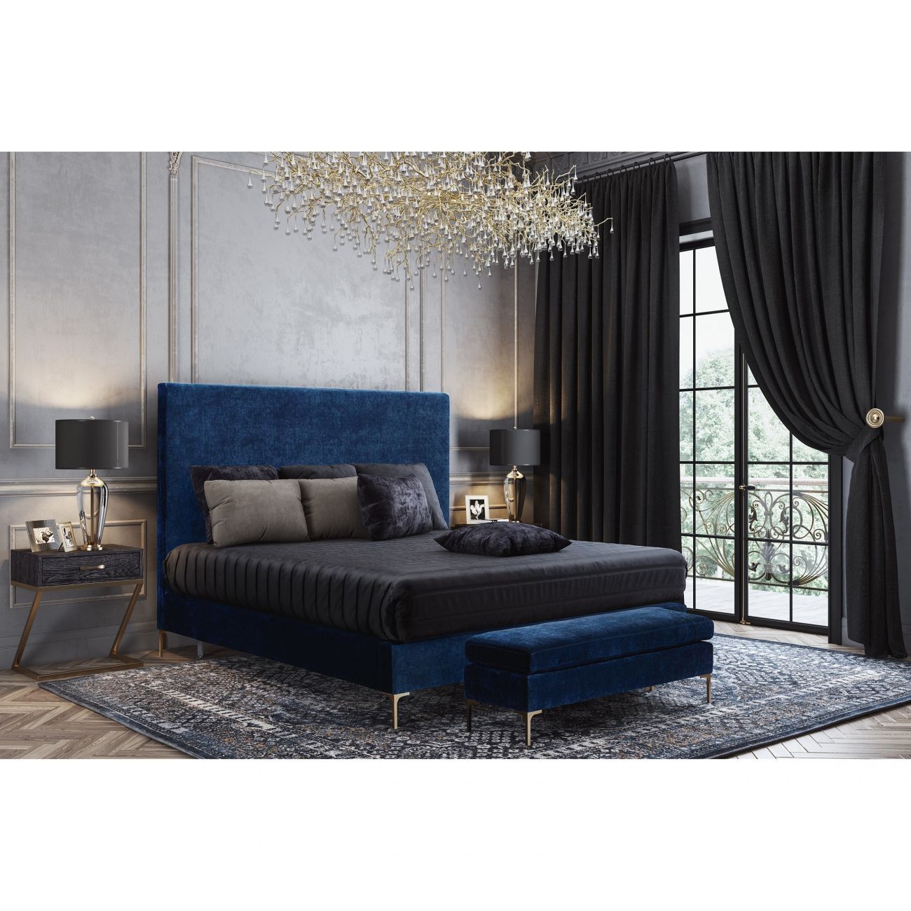 Double bed 160x200 cm blue Mark