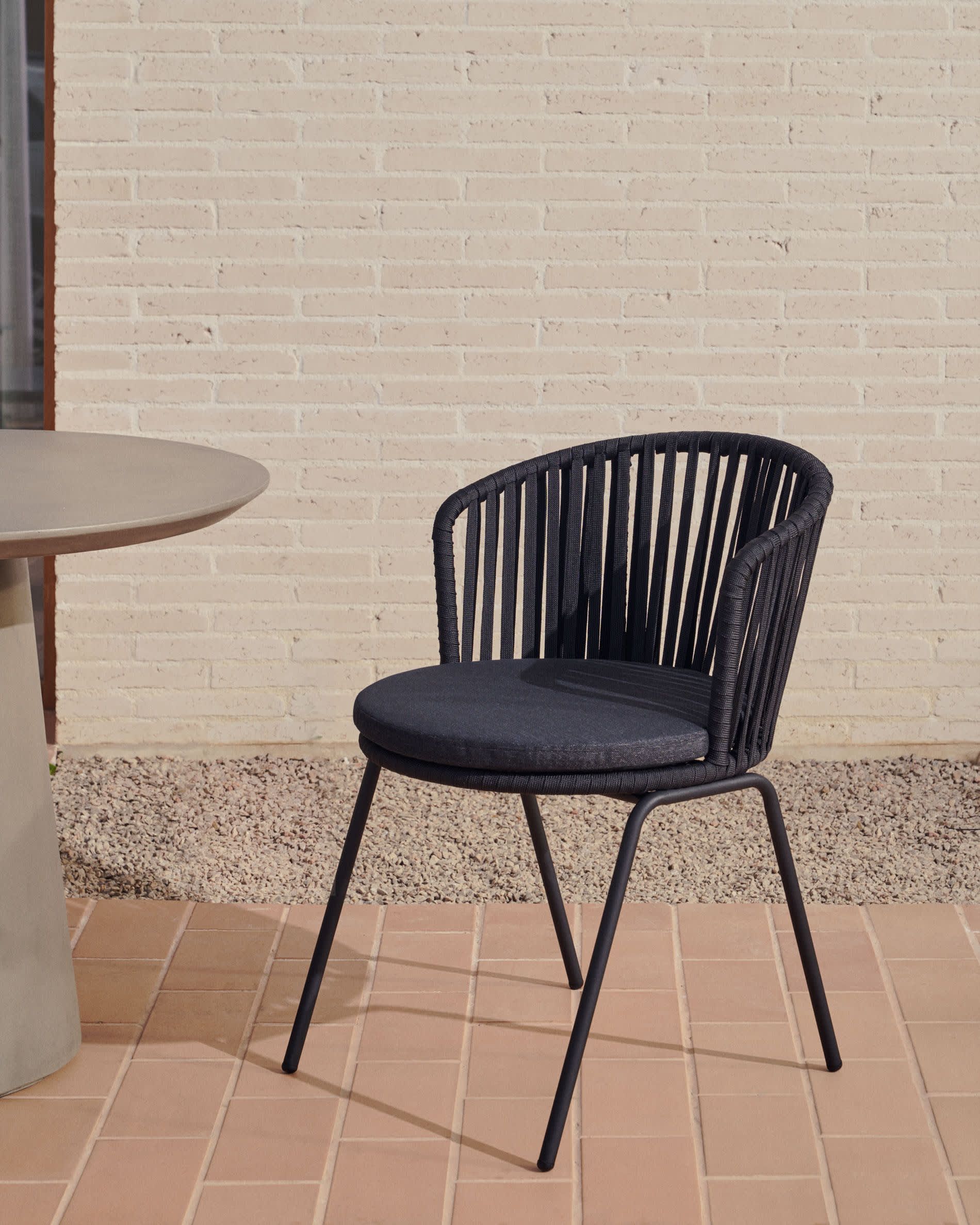 Saconca Садовый стул из шнура и стали с черной окраской Saconca