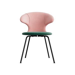 Time Flies chair, black legs, velour upholstery/ polyester green/pink