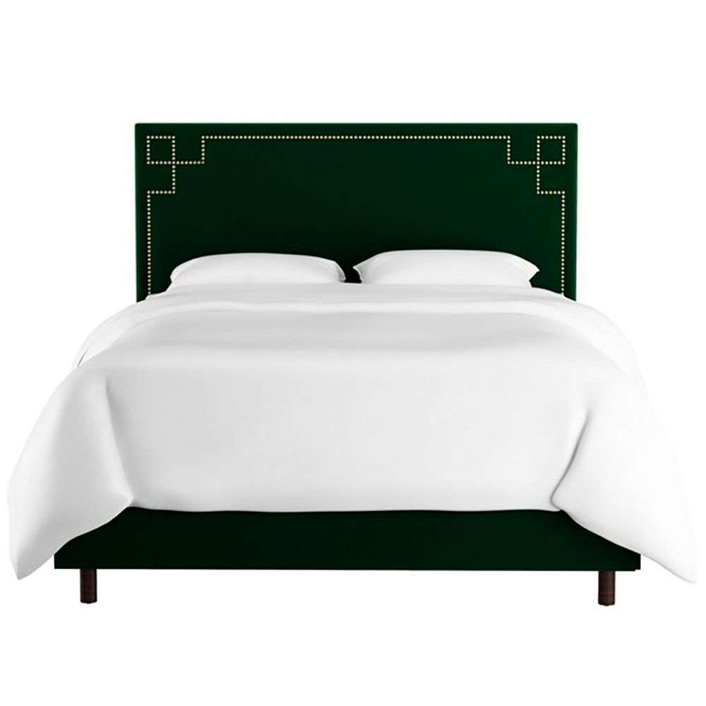 Double bed with a padded backrest 180x200 cm green Aiden Emerald
