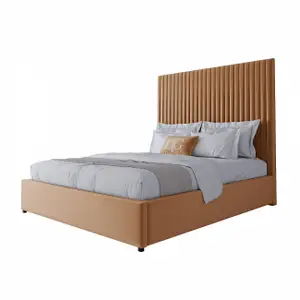 Double bed 160x200 cm golden brown Mora