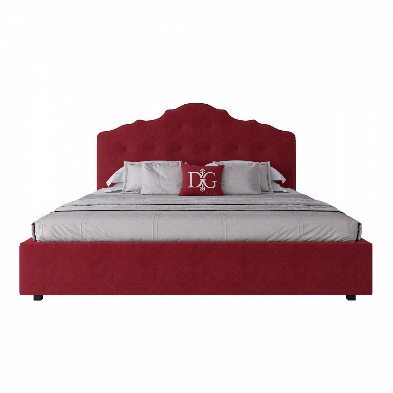 Euro bed with upholstered headboard 200x200 cm red Palace