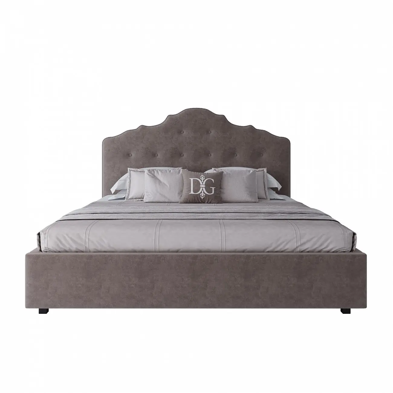 Double bed 180x200 cm grey-brown Palace