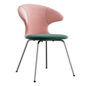 Time Flies chair, legs chrome, upholstery velour/ polyester green/pink