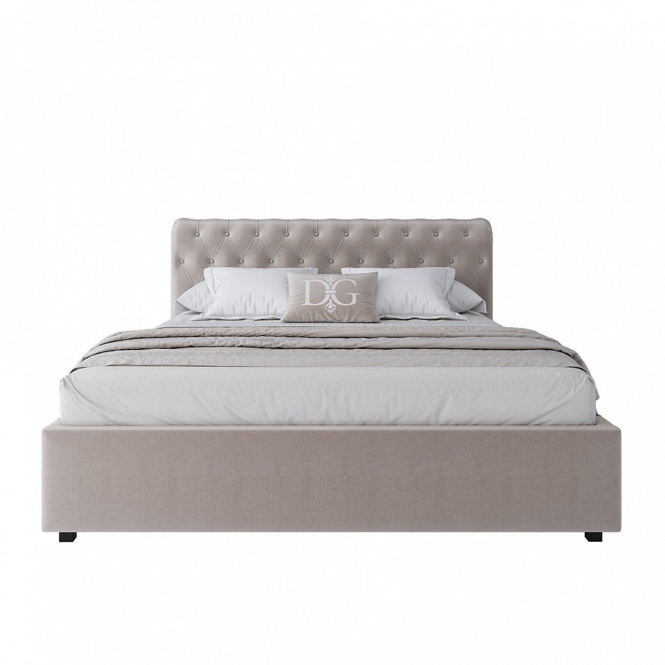 Double bed 160x200 light beige velour Sweet Dreams
