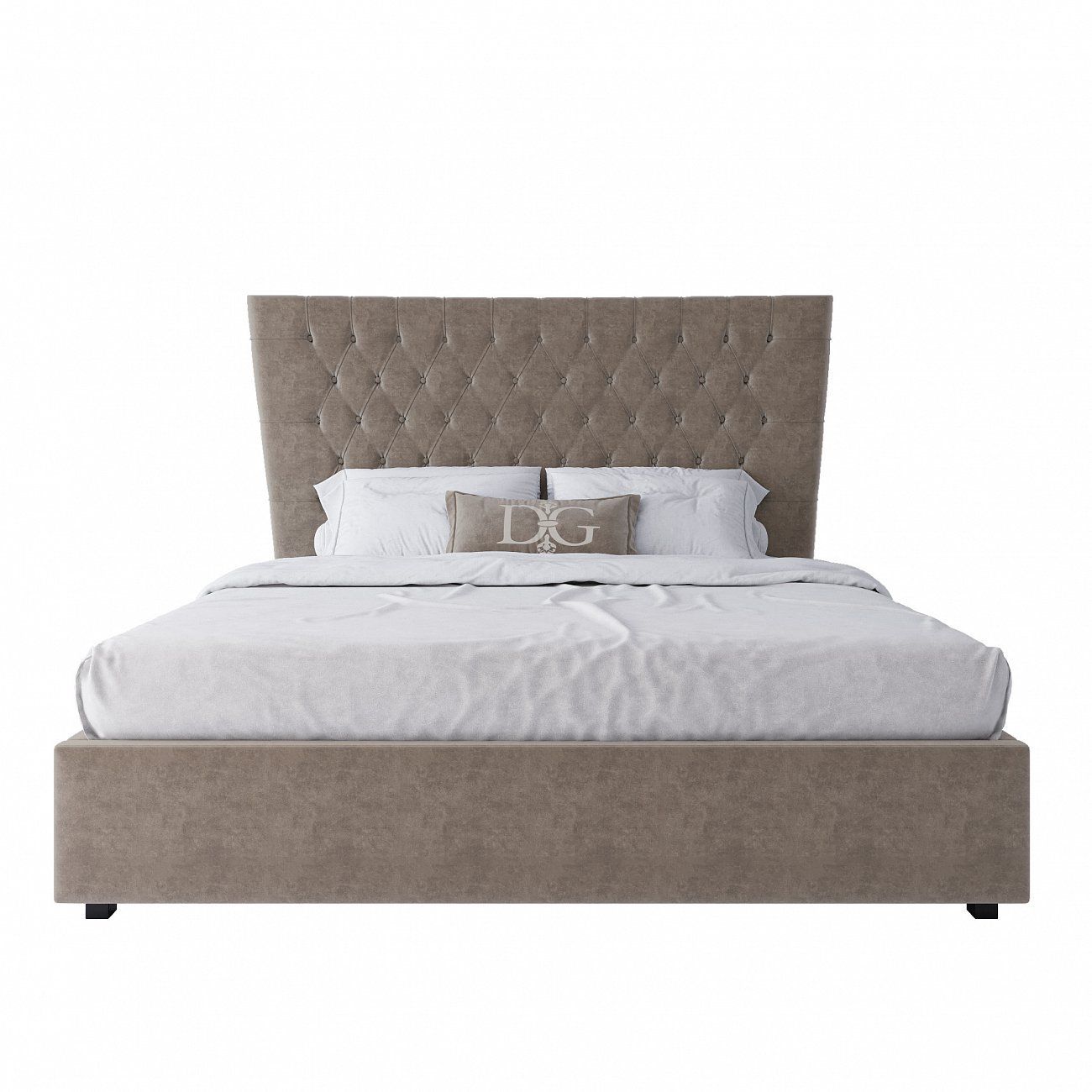 Double bed with upholstered headboard 180x200 cm beige QuickSand