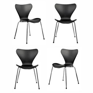 Комплект из 4-х стульев Seven Style чёрный с хромированными ножками