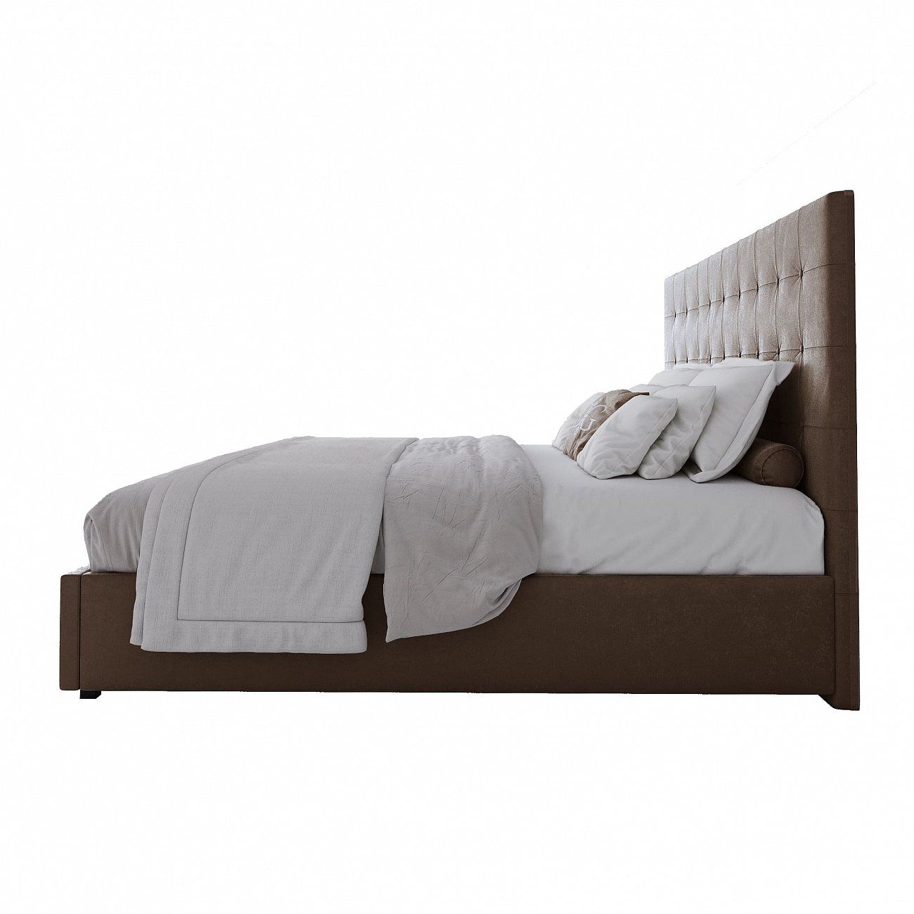 Euro bed with upholstered headboard 200x200 cm dark brown Royal Black