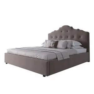 Кровать двуспальная 180х200 см серо-коричневая Palace