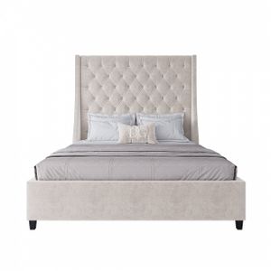 Кровать Ada двуспальная 160х200 с каретной стяжкой, цвет молочный