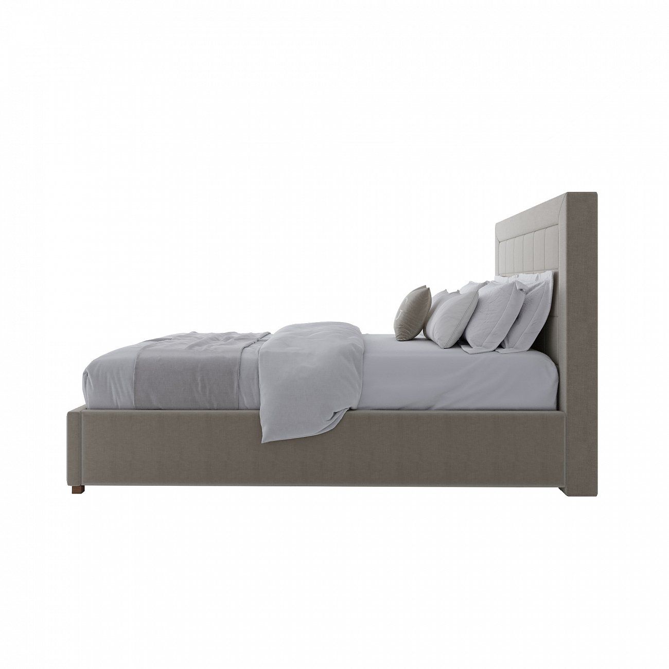 Teenage bed made of velour 140x200 brown-gray Elizabeth