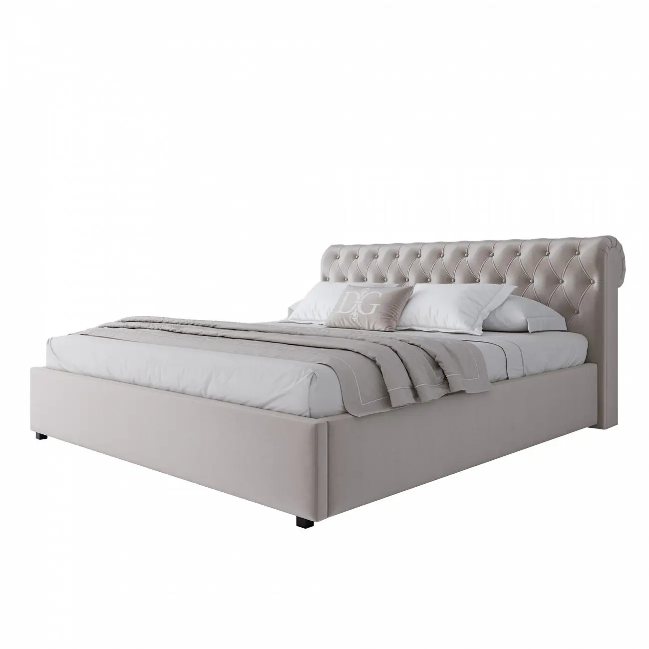 Double bed with upholstered headboard 180x200 cm light beige Sweet Dreams