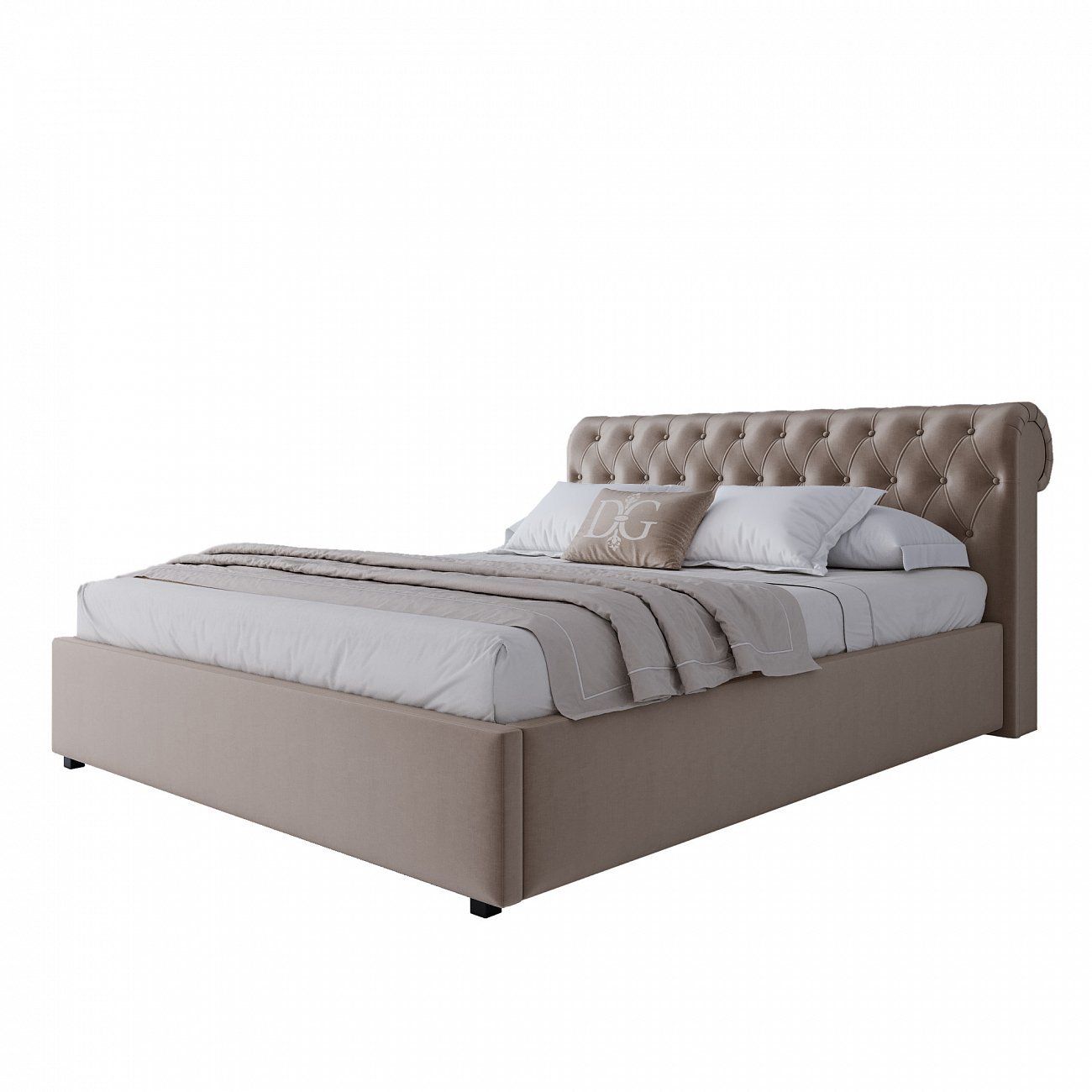 Double bed 160x200 beige velour Sweet Dreams