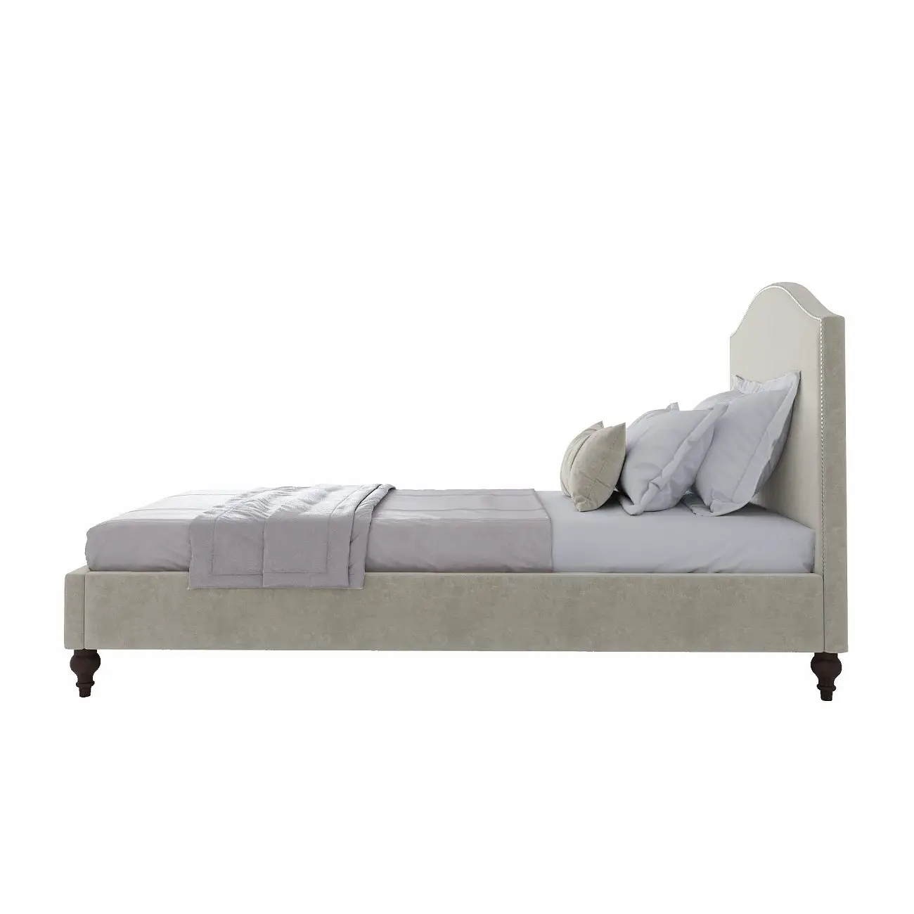 Single bed with upholstered headboard 90x200 cm beige Fleurie