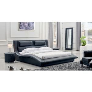 Кровать двуспальная 160х200 из экокожи черная Mars