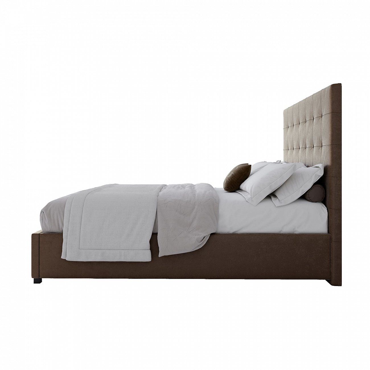 Teenage bed with upholstered headboard 140x200 cm dark brown Royal Black
