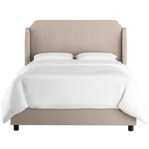 Кровать двуспальная с мягкой спинкой 160х200 см серая Aurora Wingback Light Gray