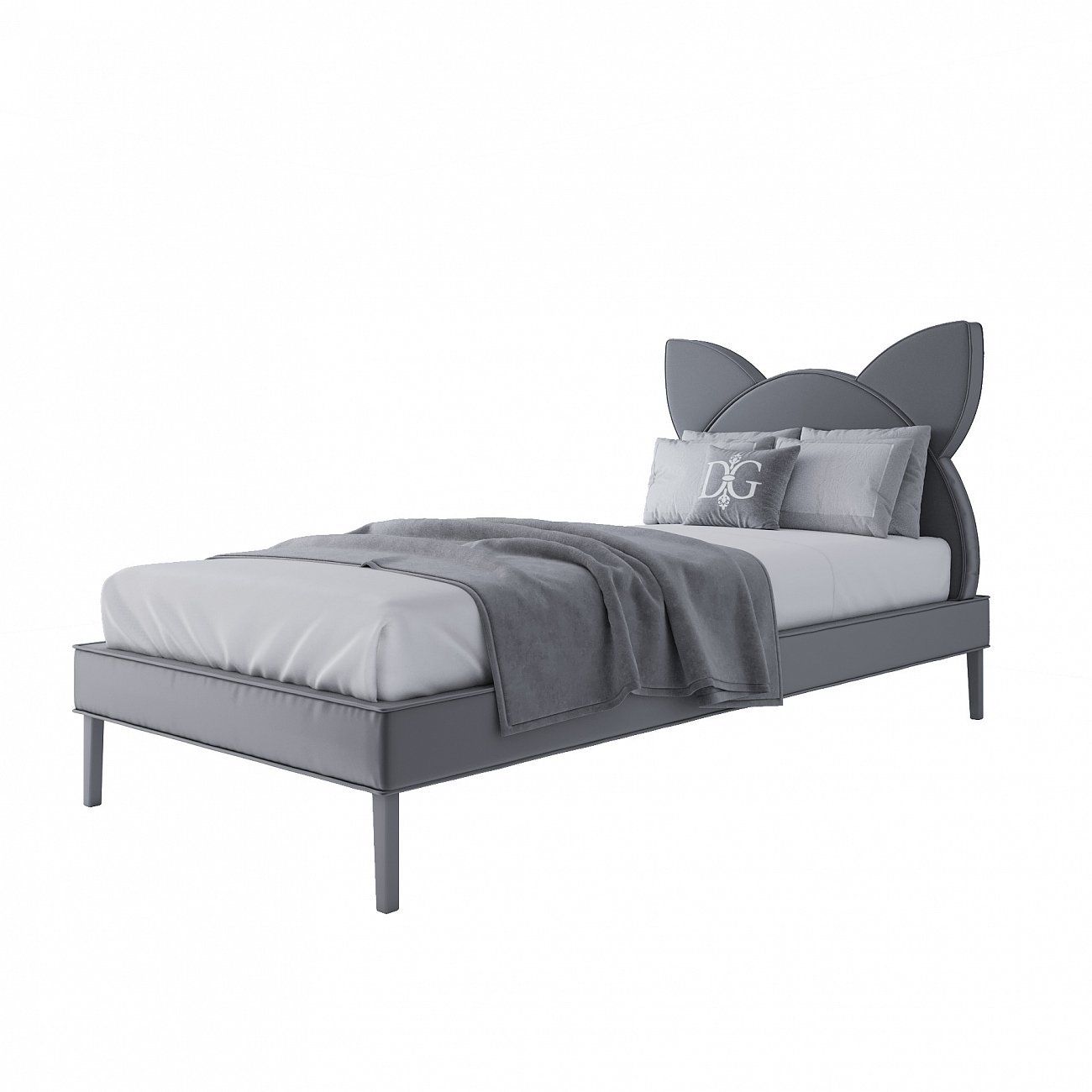 Kitty single bed for children 90x200 cm gray