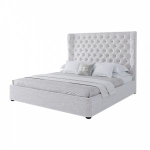 Henbord double bed with upholstered headboard 180x200 cm cream