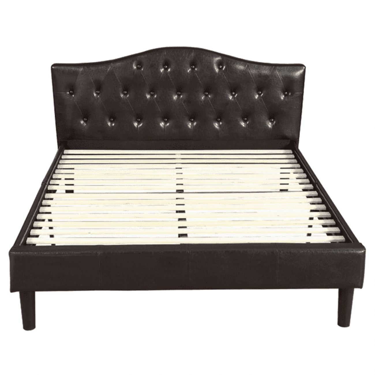 Double bed 160x200 dark brown with carriage tie Kody