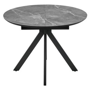 Стол Rudolf круглый раскладной 100-130x100x75см, серый керамогранит, черный
