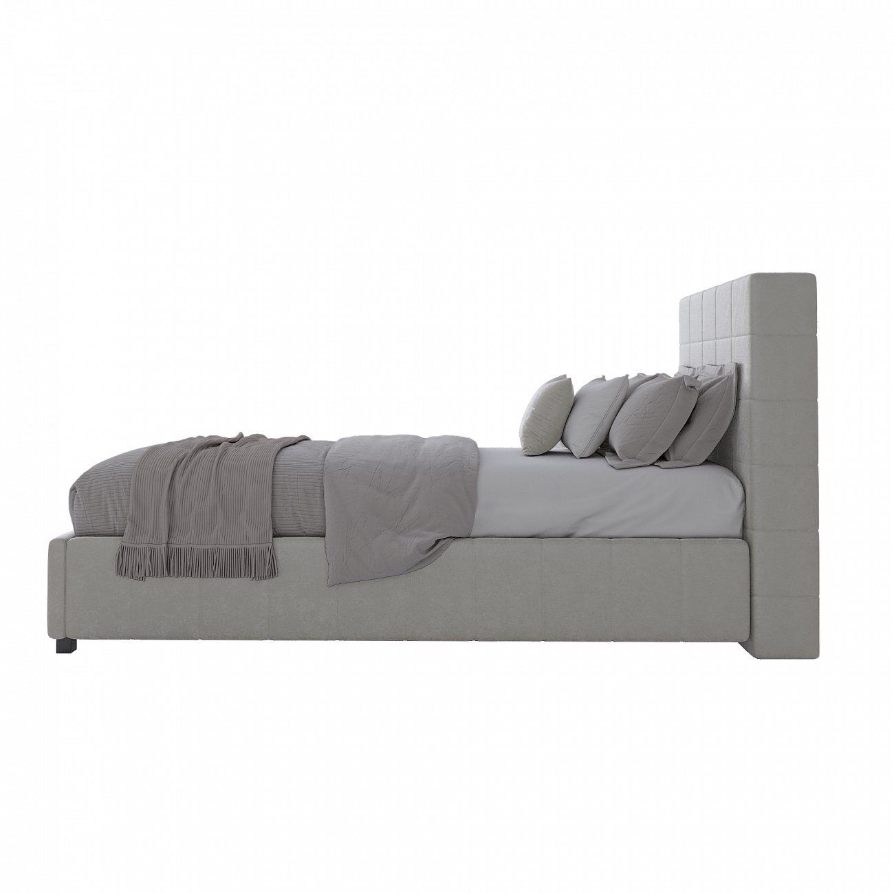 Single bed with upholstered headboard 90x200 cm milk Shining Modern