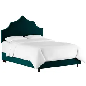 Кровать двуспальная 180х200 зеленая Camille Light Peacock Velvet
