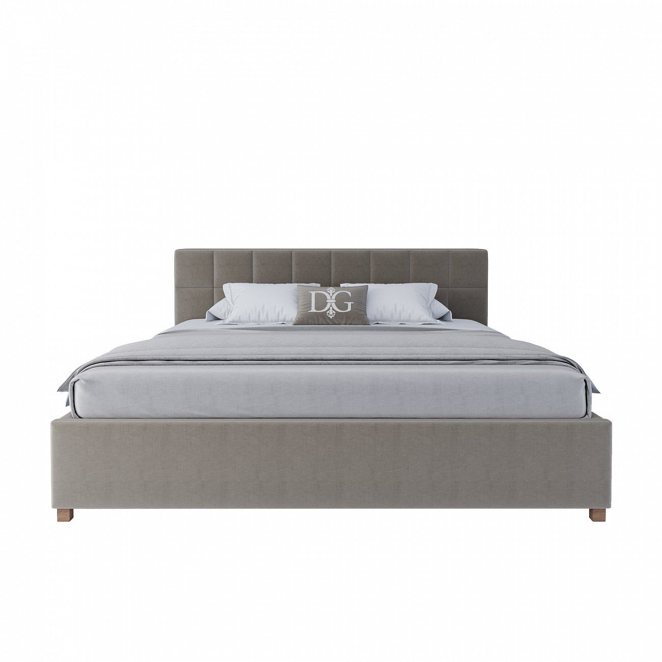 Double bed with upholstered headboard 180x200 cm grey Wales