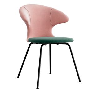 Time Flies chair, black legs, velour upholstery/ polyester green/pink