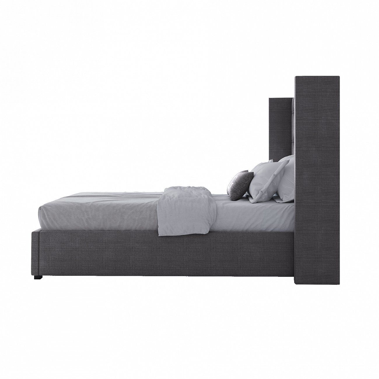 Single bed with upholstered headboard 90x200 cm dark grey Wing-2