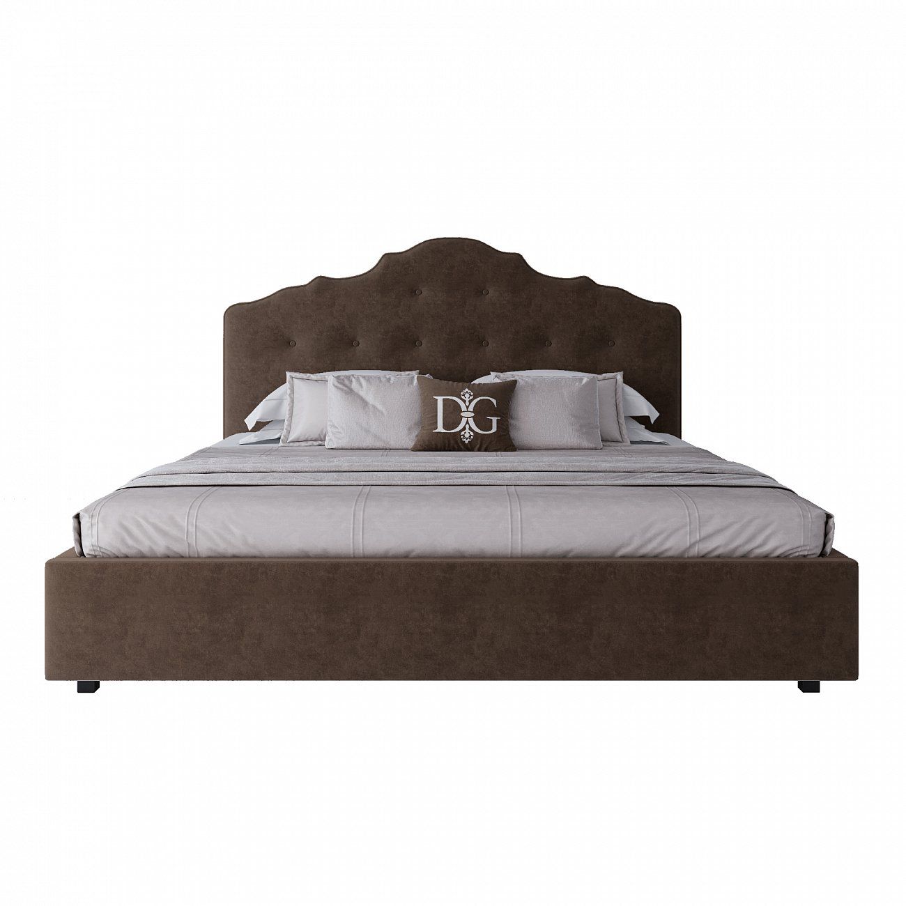 Euro bed with upholstered headboard 200x200 cm brown Palace