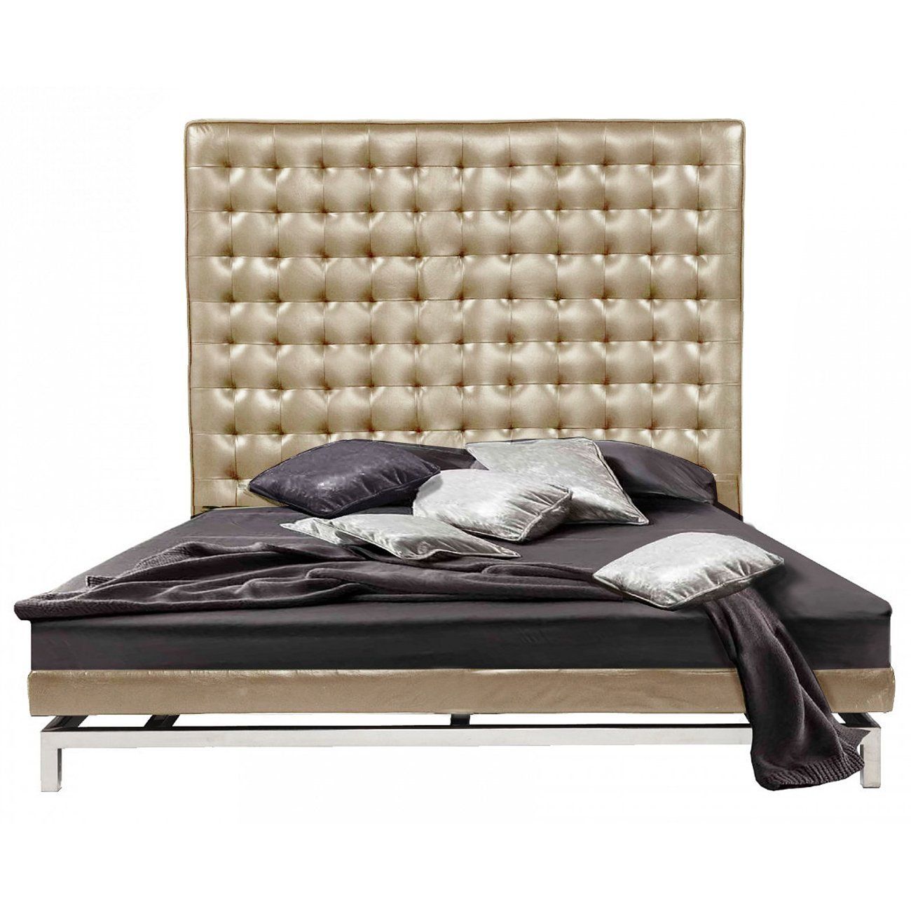 Double bed 180x200 eco-leather beige Boss Bed