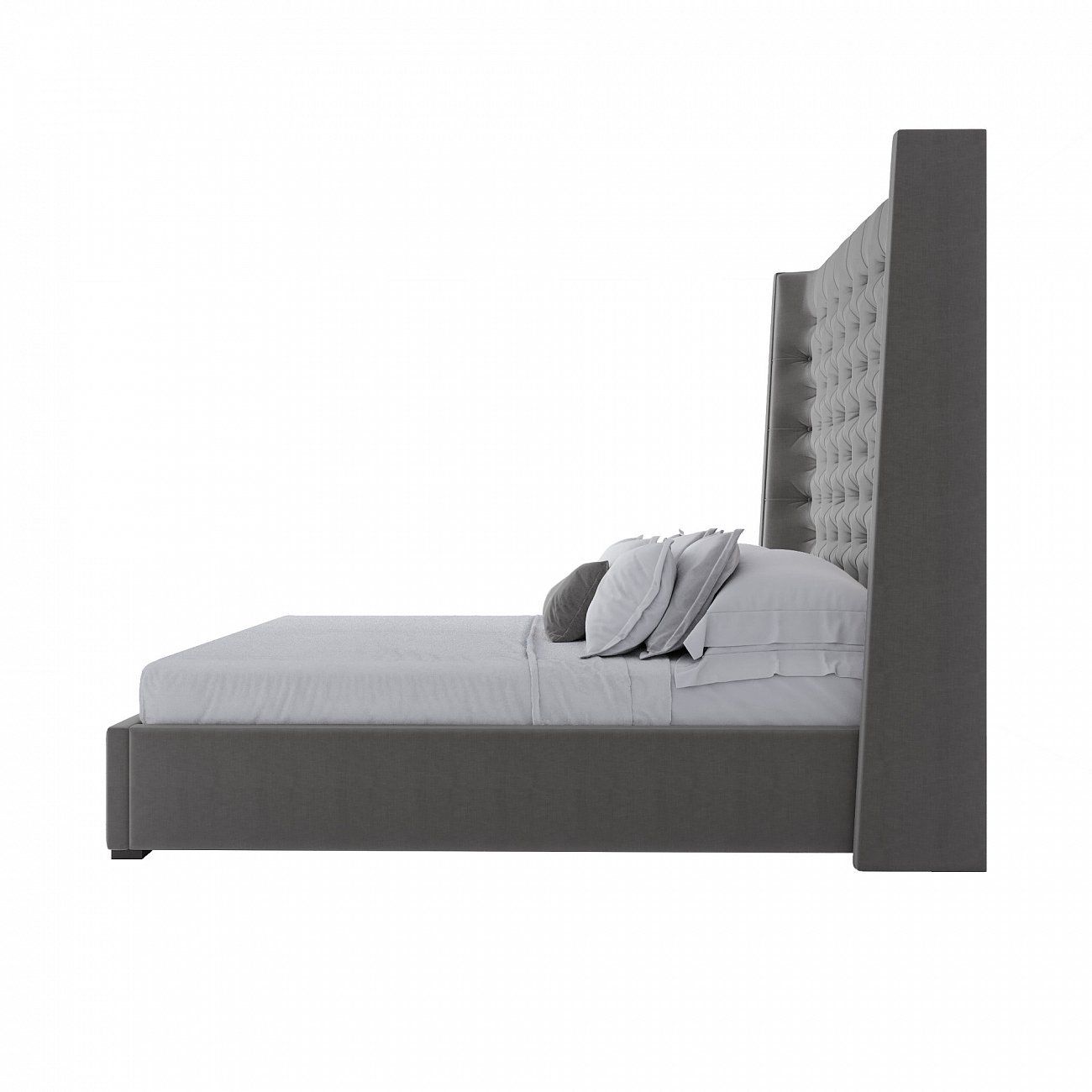 Double bed 160x200 grey velour Jackie King