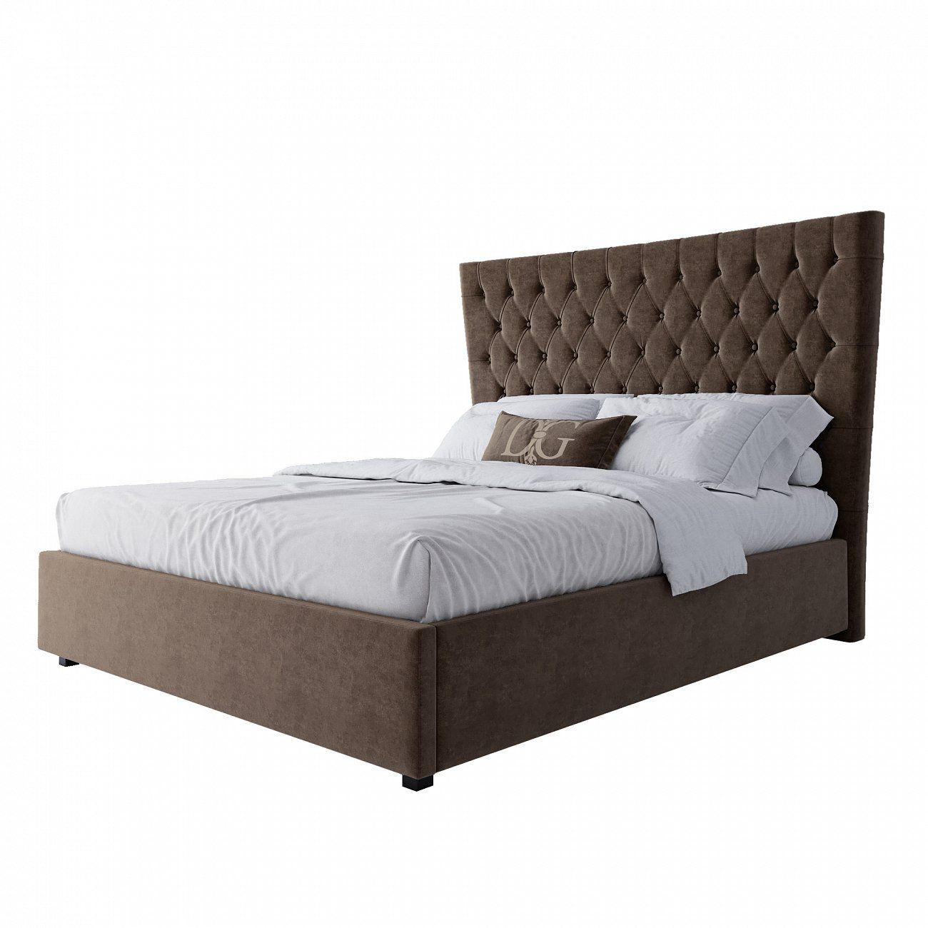 Double bed 160x200 brown velour QuickSand