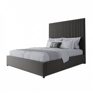 Double bed with upholstered headboard 160x200 cm gray Mora