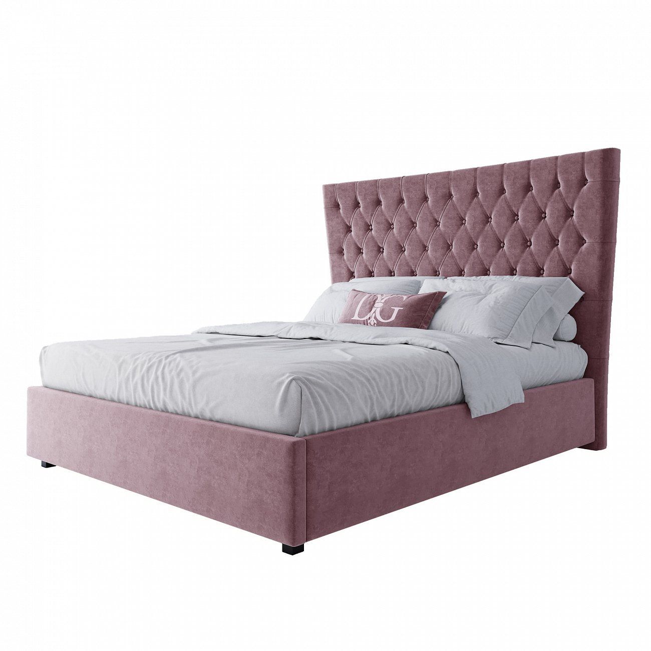 Double bed 160x200 dusty rose made of velour QuickSand