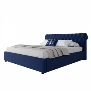 Кровать двуспальная 180х200 синяя из велюра Sweet Dreams