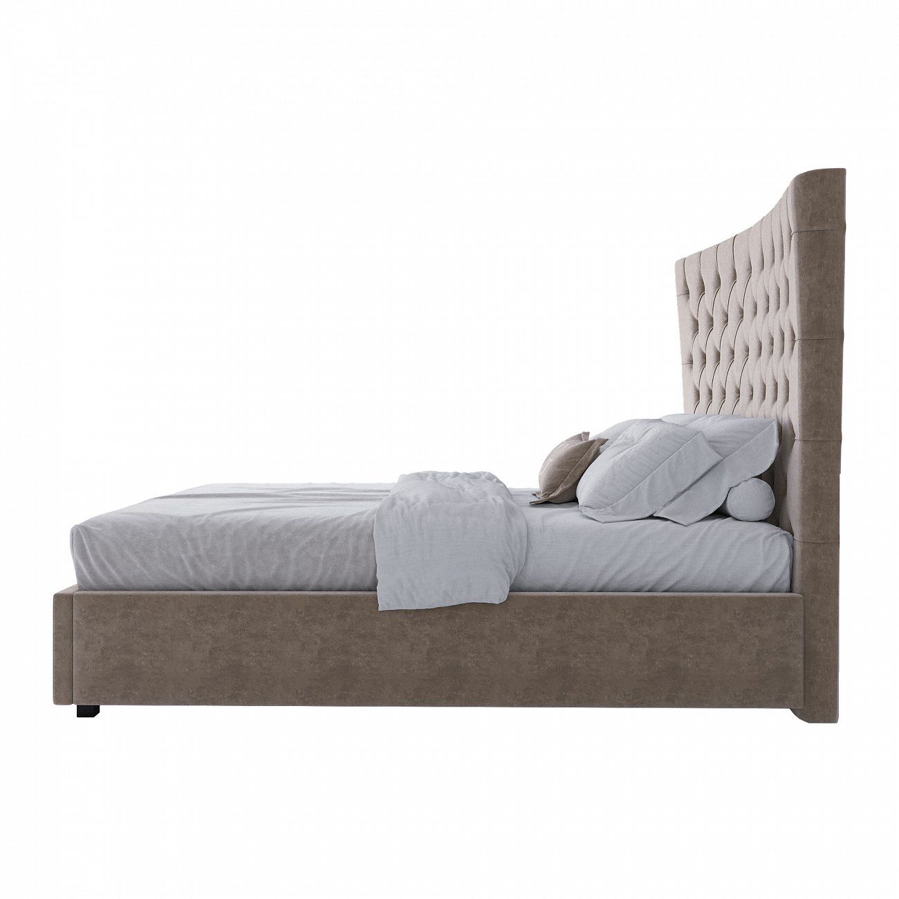 Teenage bed with a soft backrest 140x200 cm beige QuickSand