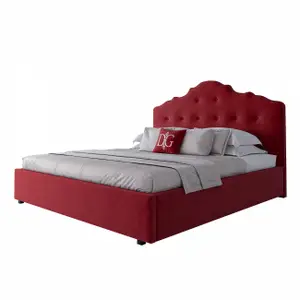 Double bed with upholstered headboard 180x200 cm red Palace