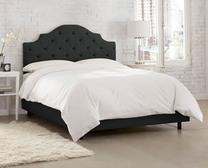 Кровать двуспальная 160х200 черная с каретной стяжкой Henley Tufted Black