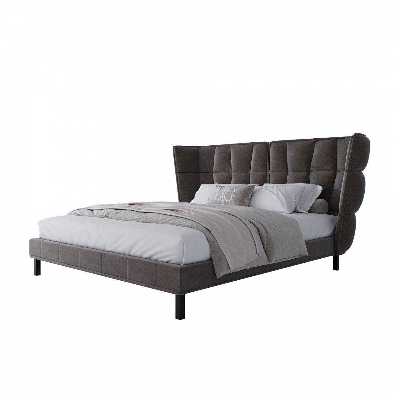 Husk double bed 180x200 grey (box spring)
