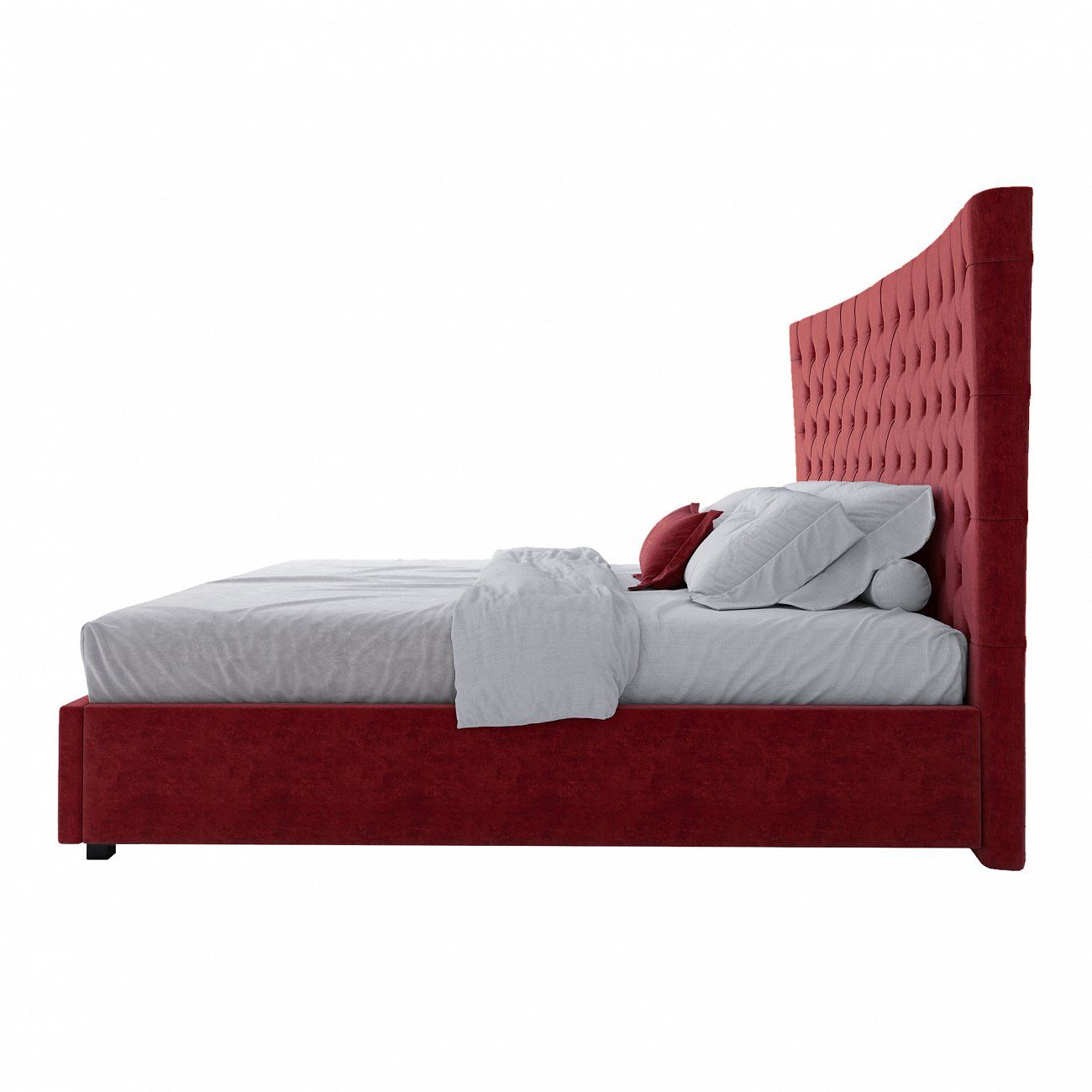 Кровать евро с мягким изголовьем 200х200 см красная QuickSand
