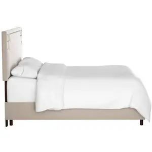 Кровать двуспальная с мягкой спинкой 180х200 серая Aiden Light Gray