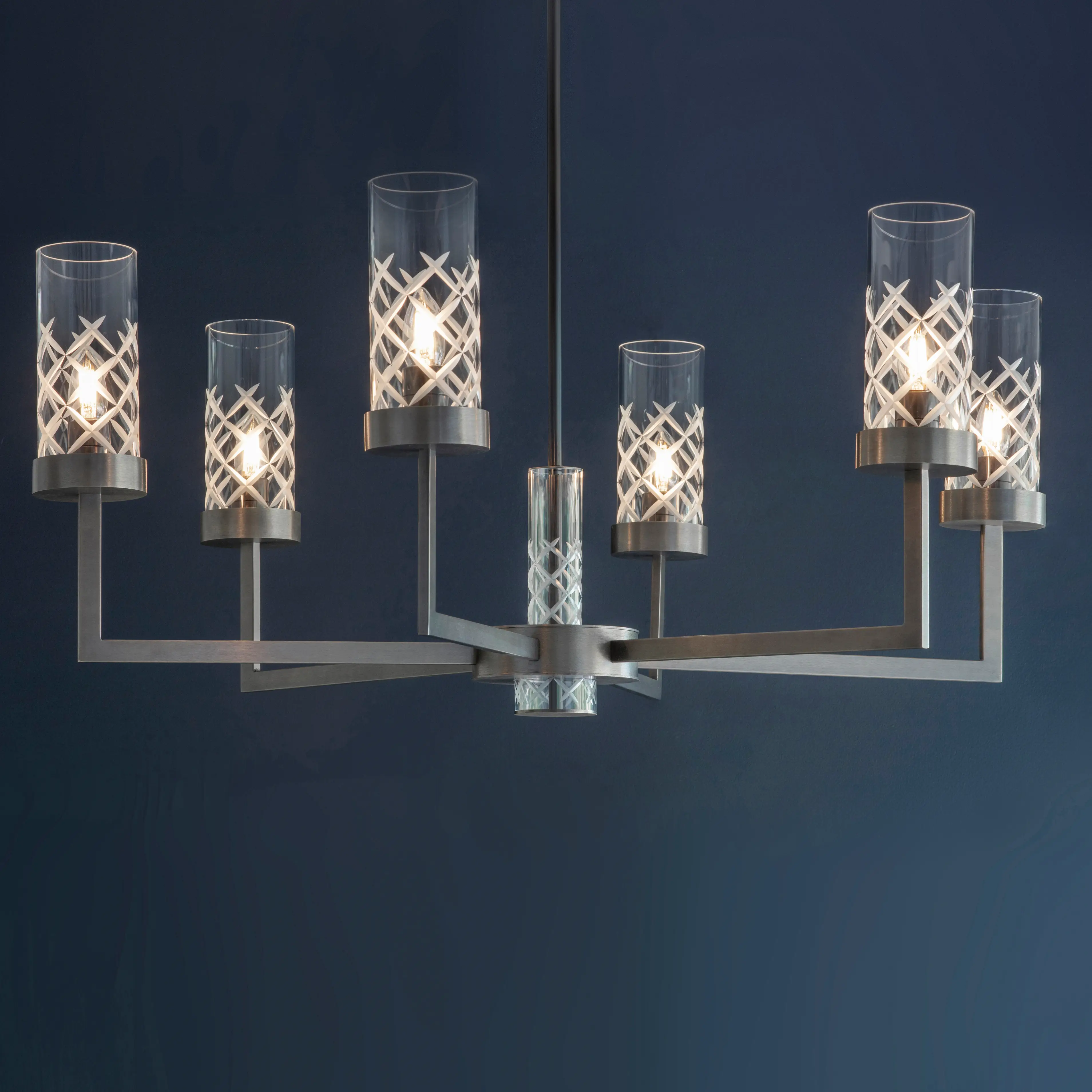Chandelier COMPASS CUT GLASS by Tigermoth